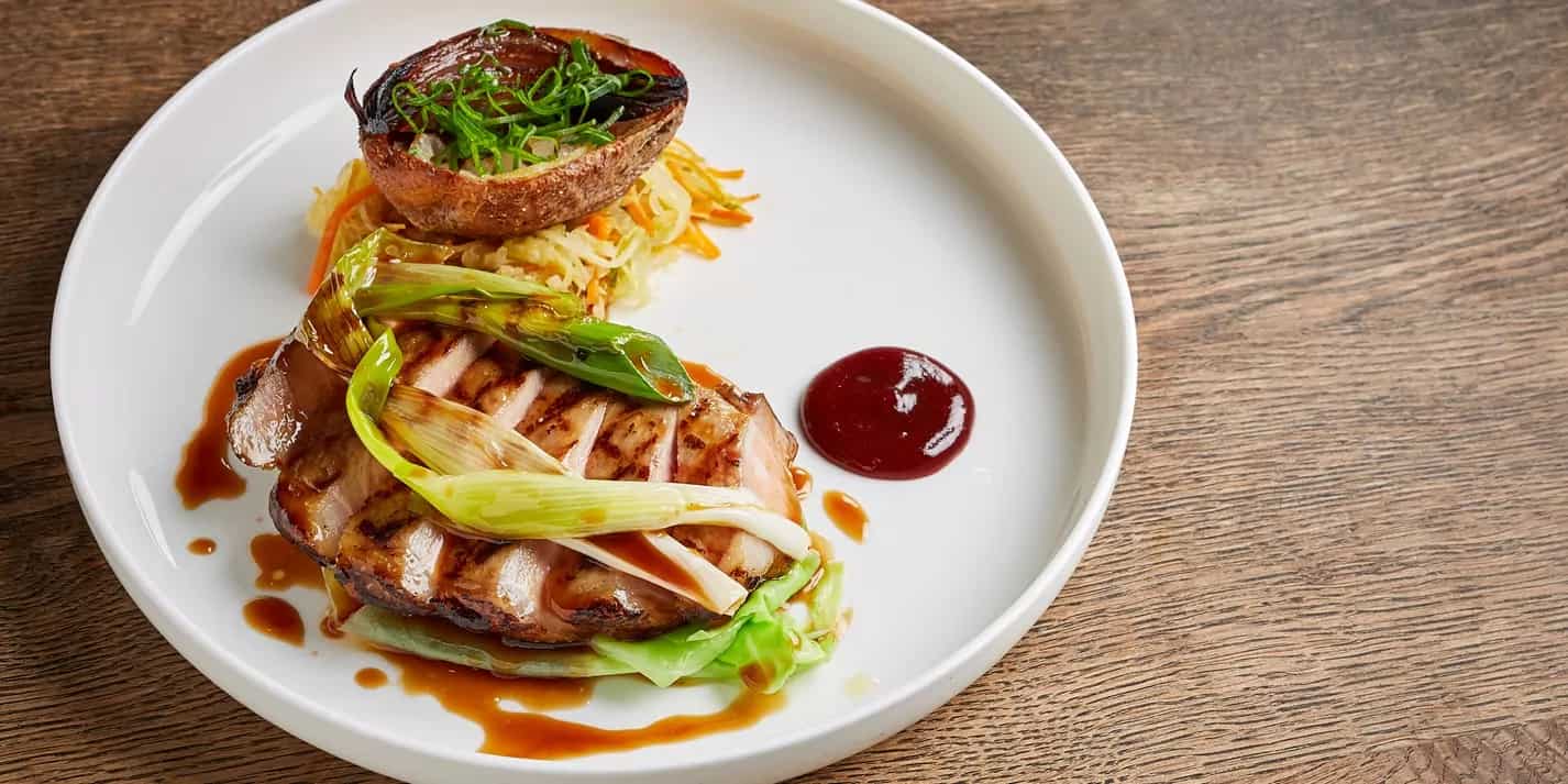 How to make Iberico Pork With Stir Fried Vegetables, Potato And Plum Recipe