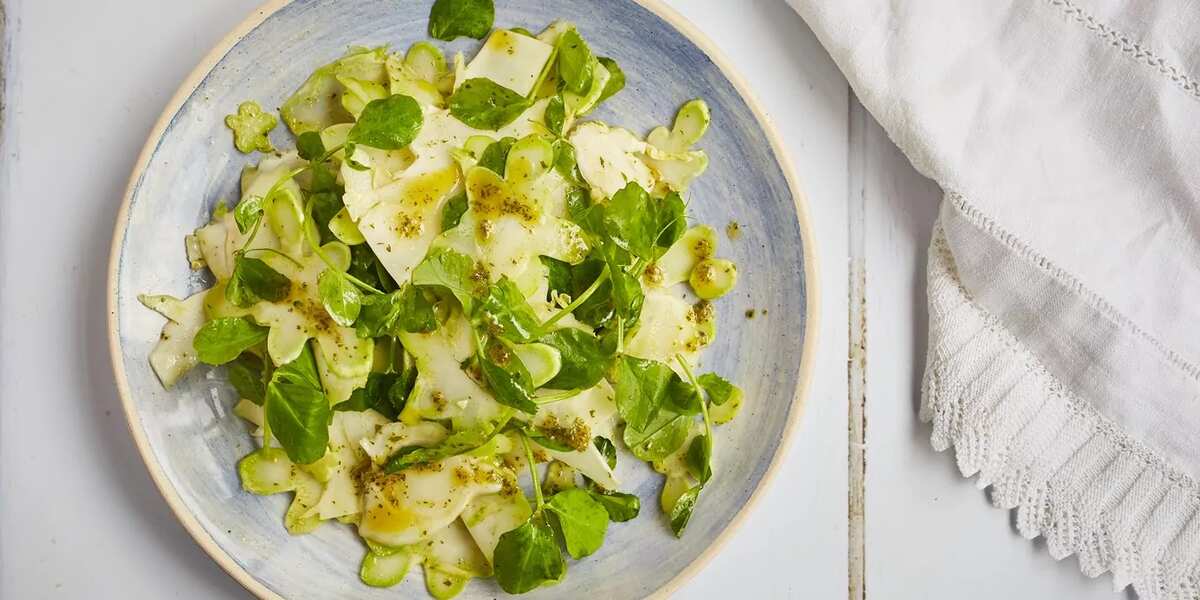 Shaved Brassica Stem Salad
