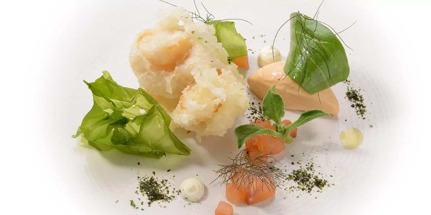 How to make Orkney Scallop, Salmon Belly, Sea Vegetables Recipe