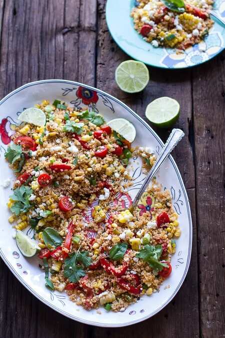 Summer Grilled Mexican Street Corn Quinoa Salad.