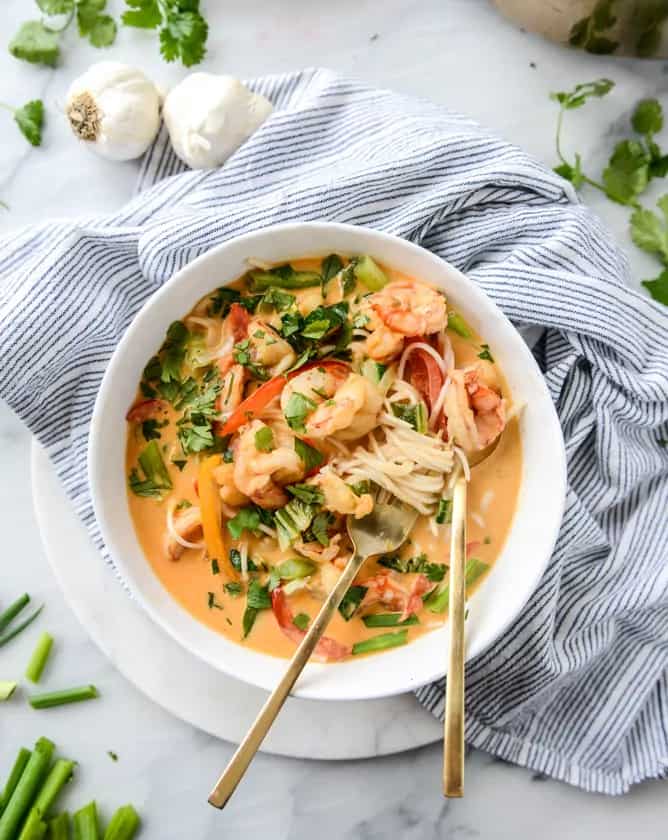 How to make Thai Coconut Curry Shrimp Noodle Bowls Recipe