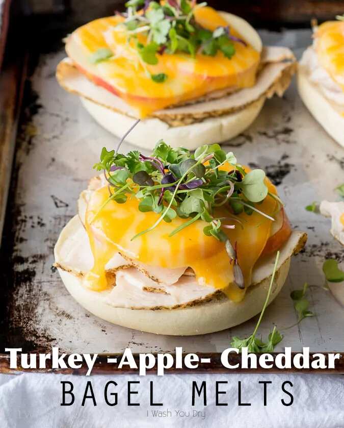How to make Turkey Apple Cheddar Bagel Melts Recipe