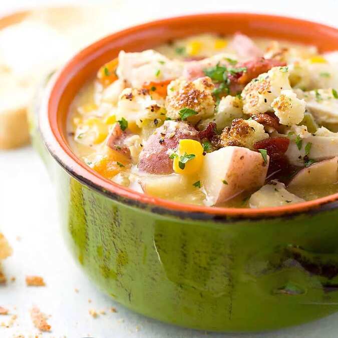 Slow Cooker Cauliflower Corn Chowder