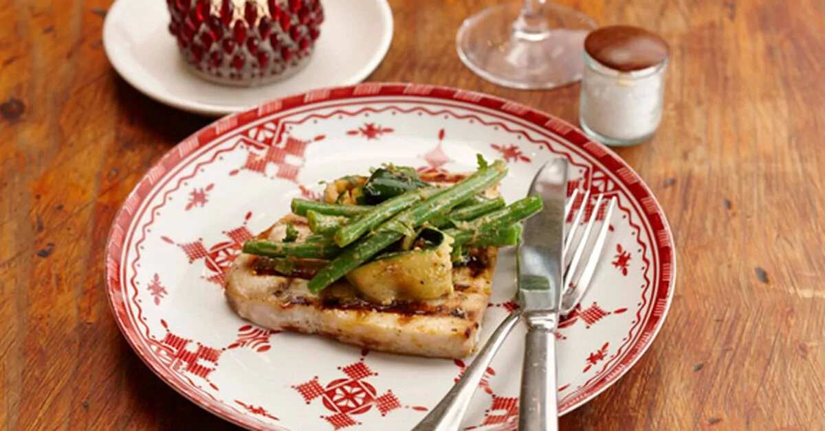 How to make Chargrilled Swordfish With Zucchinigreen Bean Salad And