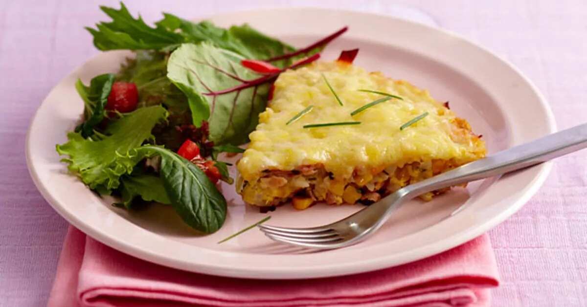 Corn, Chive And Ham Rice Cake