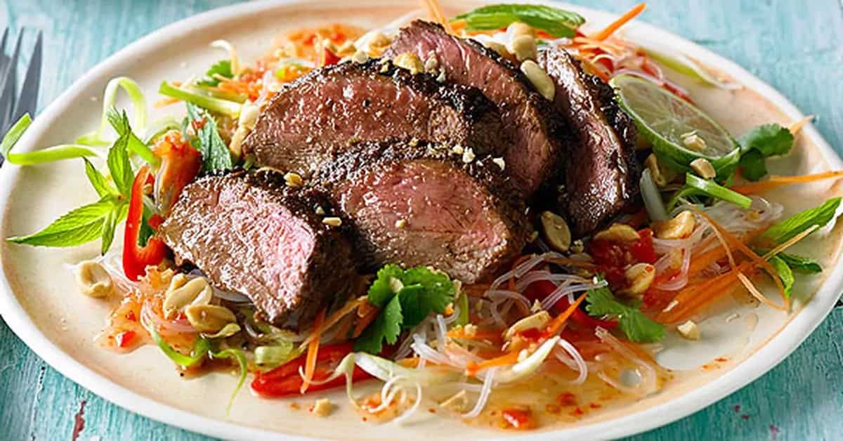 How to make Malaysian-style Lamb Rump With Noodle Salad Recipe