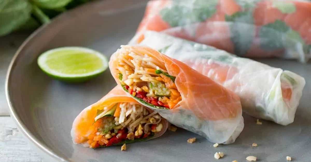How to make Vietnamese Cold Smoked Salmon Rice Paper Rolls Recipe