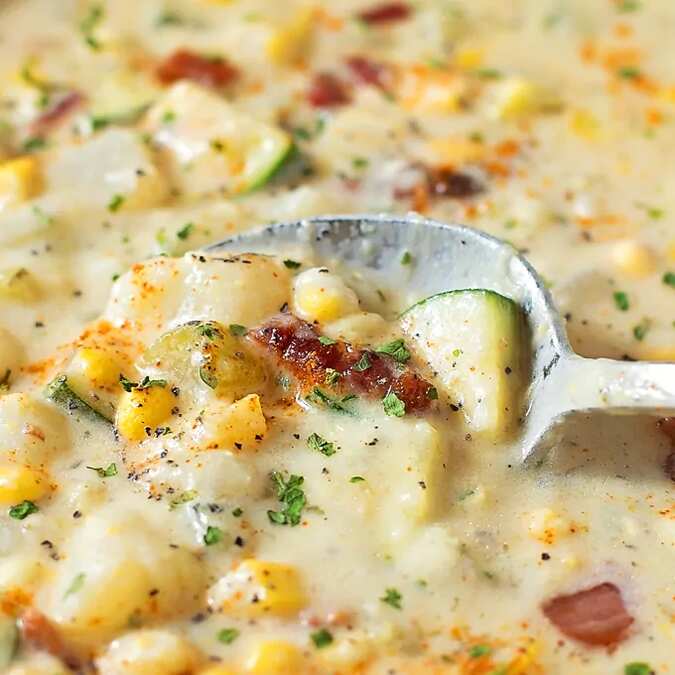 Summer Corn And Zucchini Chowder