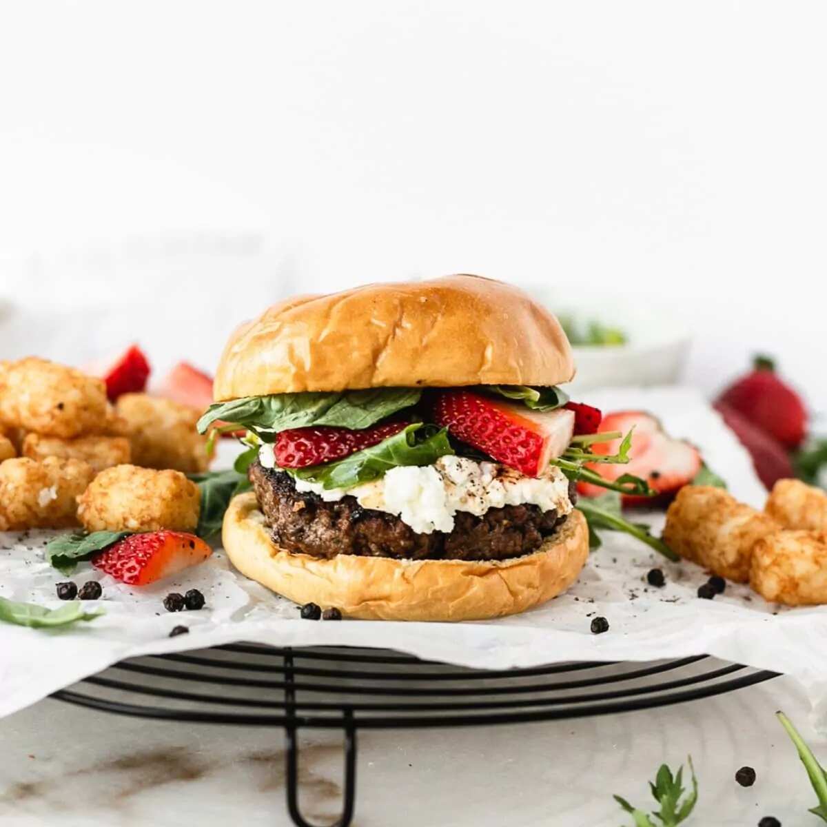 How to make Strawberry Basil Goat Cheese Burgers Recipe