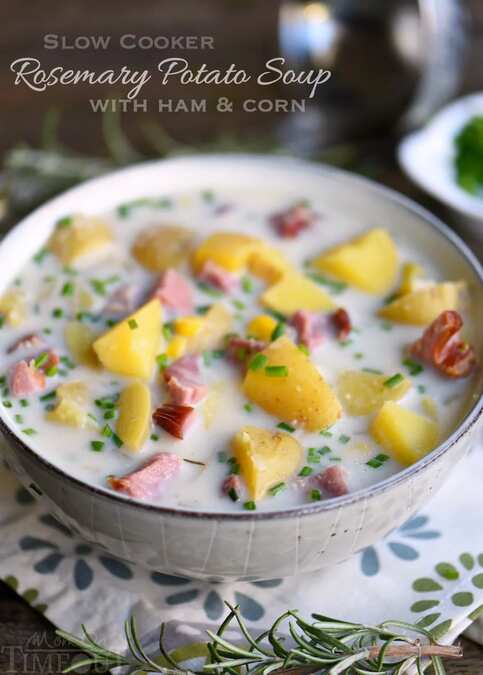 Slow Cooker Rosemary Potato Soup With Ham And Corn