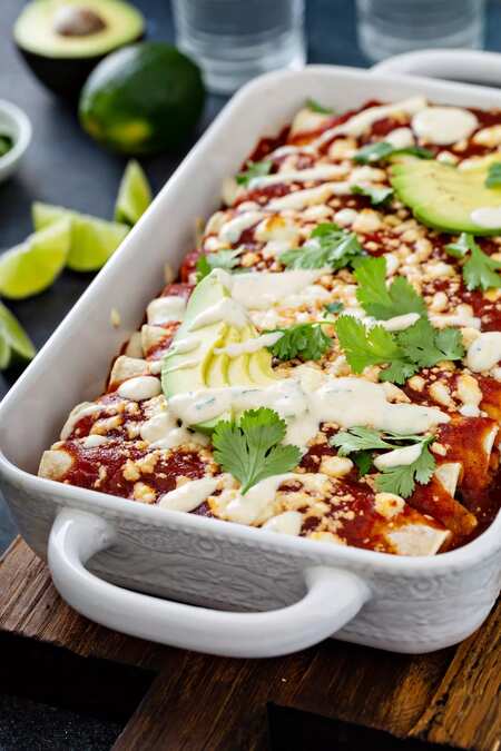 Sweet Potato Enchiladas With Sweet Corn Crema