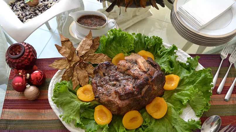 Baked Pork Shoulder In Red Wine And Orange Sauce
