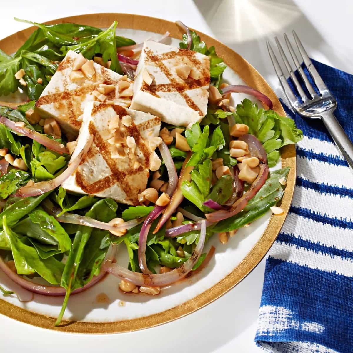 How to make Amanda Cohen's Grilled Tofu & Onion Salad With Sesame-lime Vinaigrette Recipe