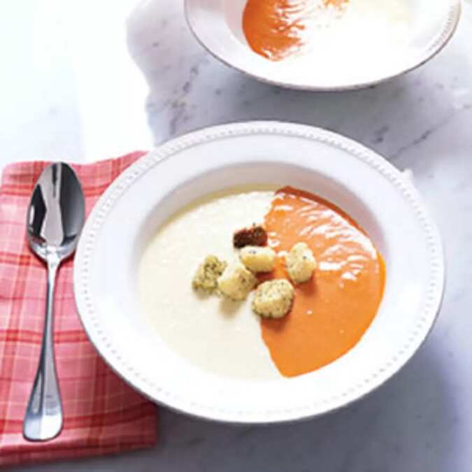 Cool Corn And Spicy Red Pepper Soup