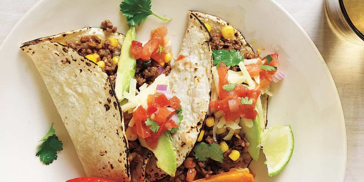 Beef And Corn Tacos With Garlicky Roasted Peppers