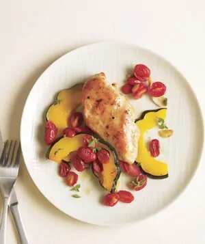 Chicken With Acorn Squash And Tomatoes