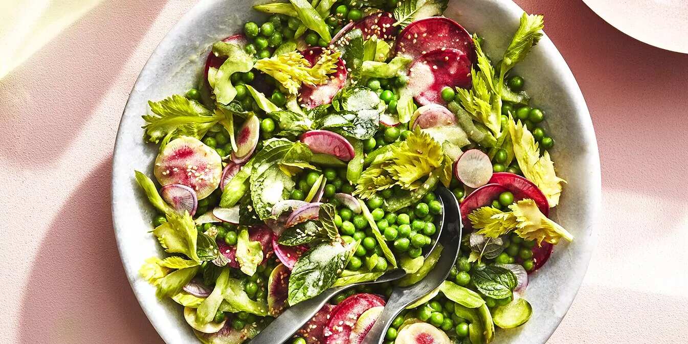 How to make English Pea-radish Salad With Celery And Miso Recipe