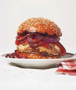 How to make Spiced Pork Burgers With Grilled Peppers Recipe