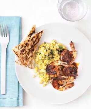 Spicy Shrimp With Corn And Quesadillas