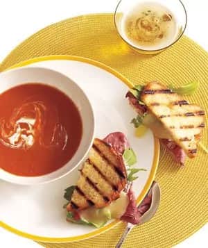 How to make Tomato Soup With Roast Beef, Cheddar, And Horseradish Panini Recipe