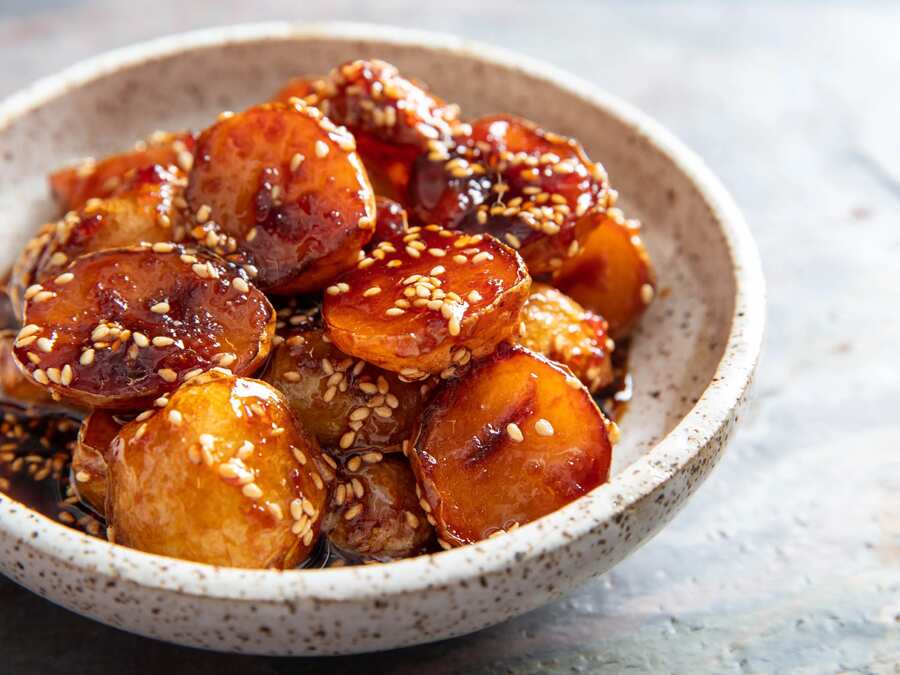 Korean Sweet Soy-Glazed Potatoes 