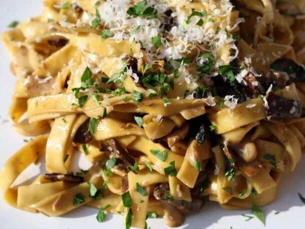 Tagliatelle with Porcini Mushrooms and Creme Fraiche