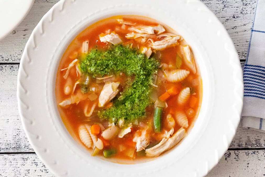 Chicken Minestrone With Basil Pesto