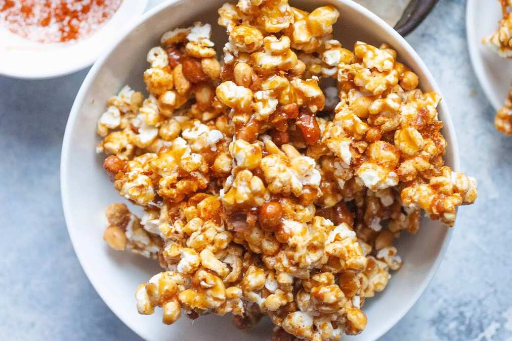 Spicy Caramel Popcorn Clusters