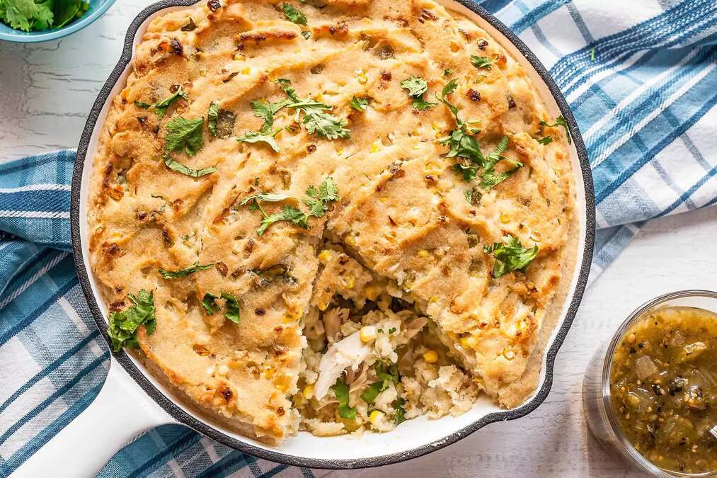 Tamale Pie With Chicken, Green Chiles, And Cheese