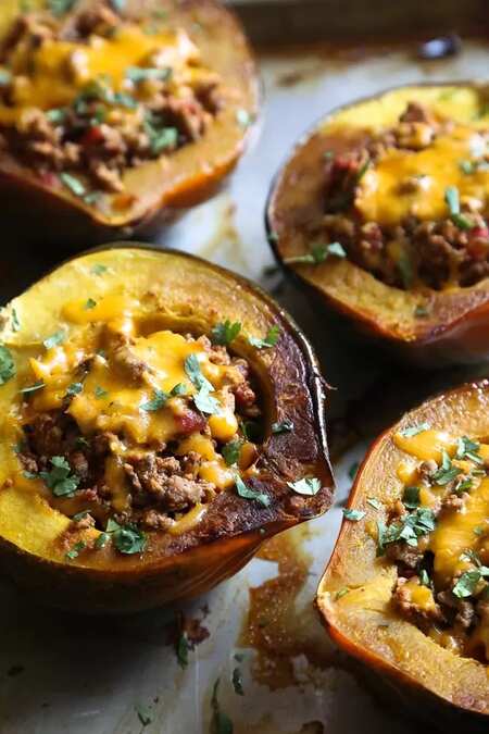 Turkey Chili Stuffed Acorn Squash