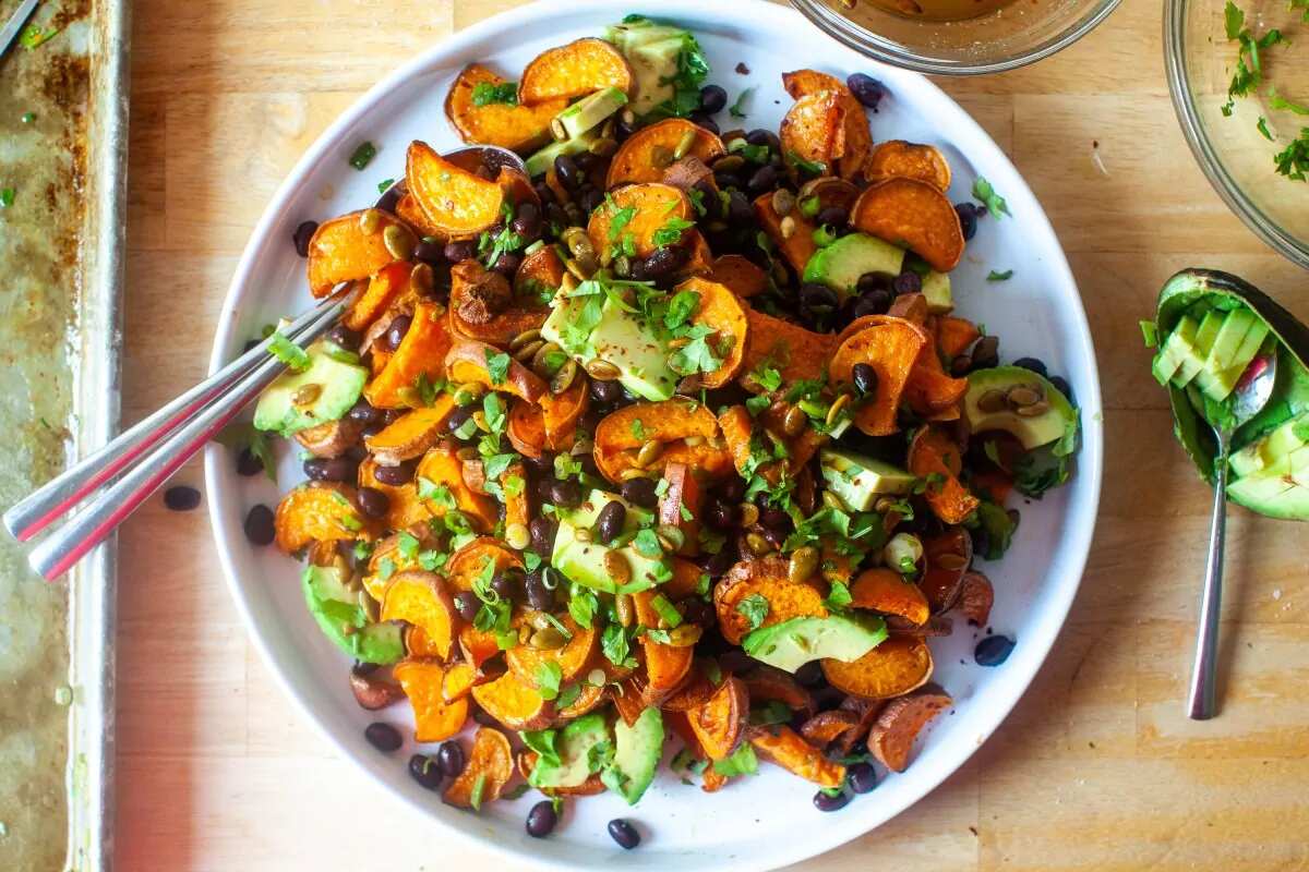 How to make Sweet Potato Salad With Warm Pepita Dressing Recipe