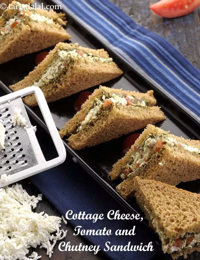 How to make Cottage Cheese, Tomato And Chutney Sandwich Recipe