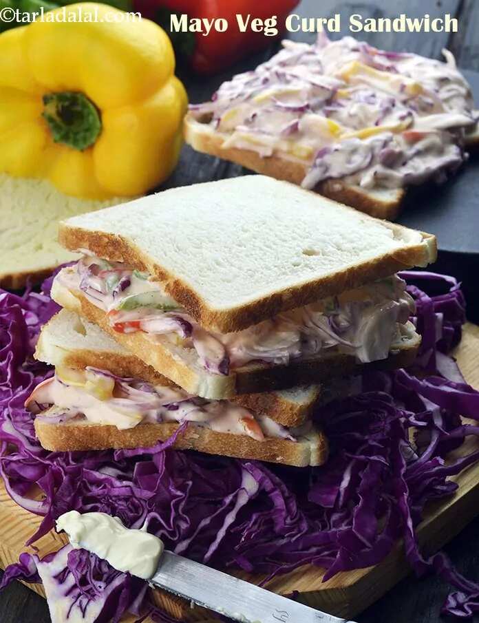 How to make Mayo Veg Curd Sandwich Recipe