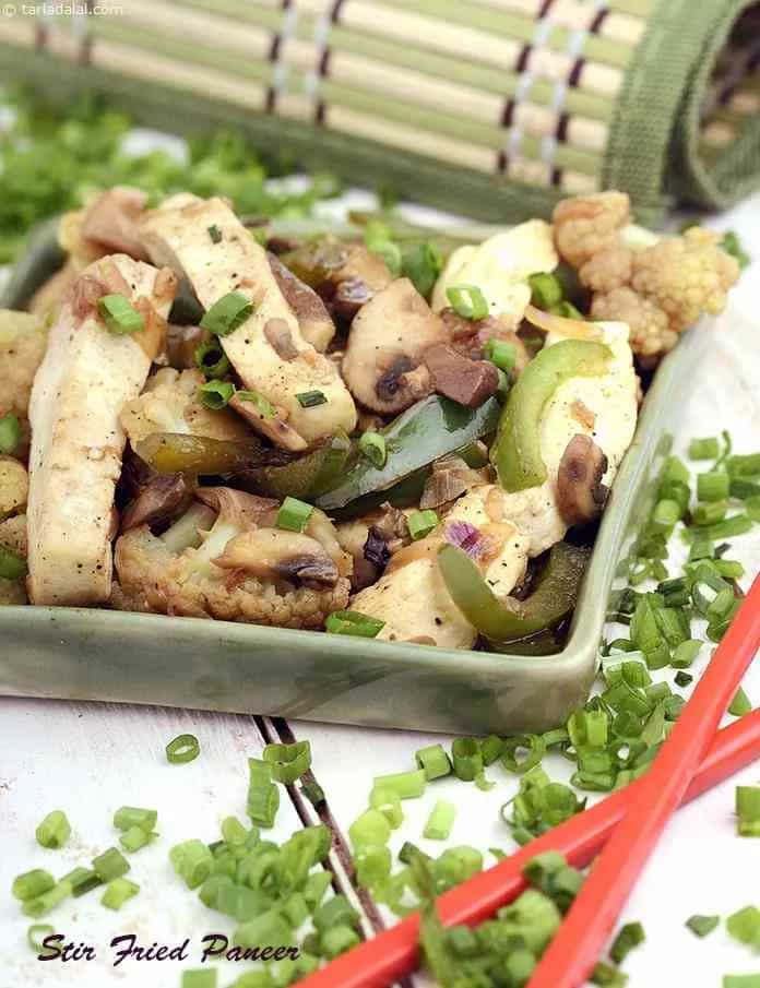 How to make Stir Fried Paneer, Mushrooms And Capsicum Recipe