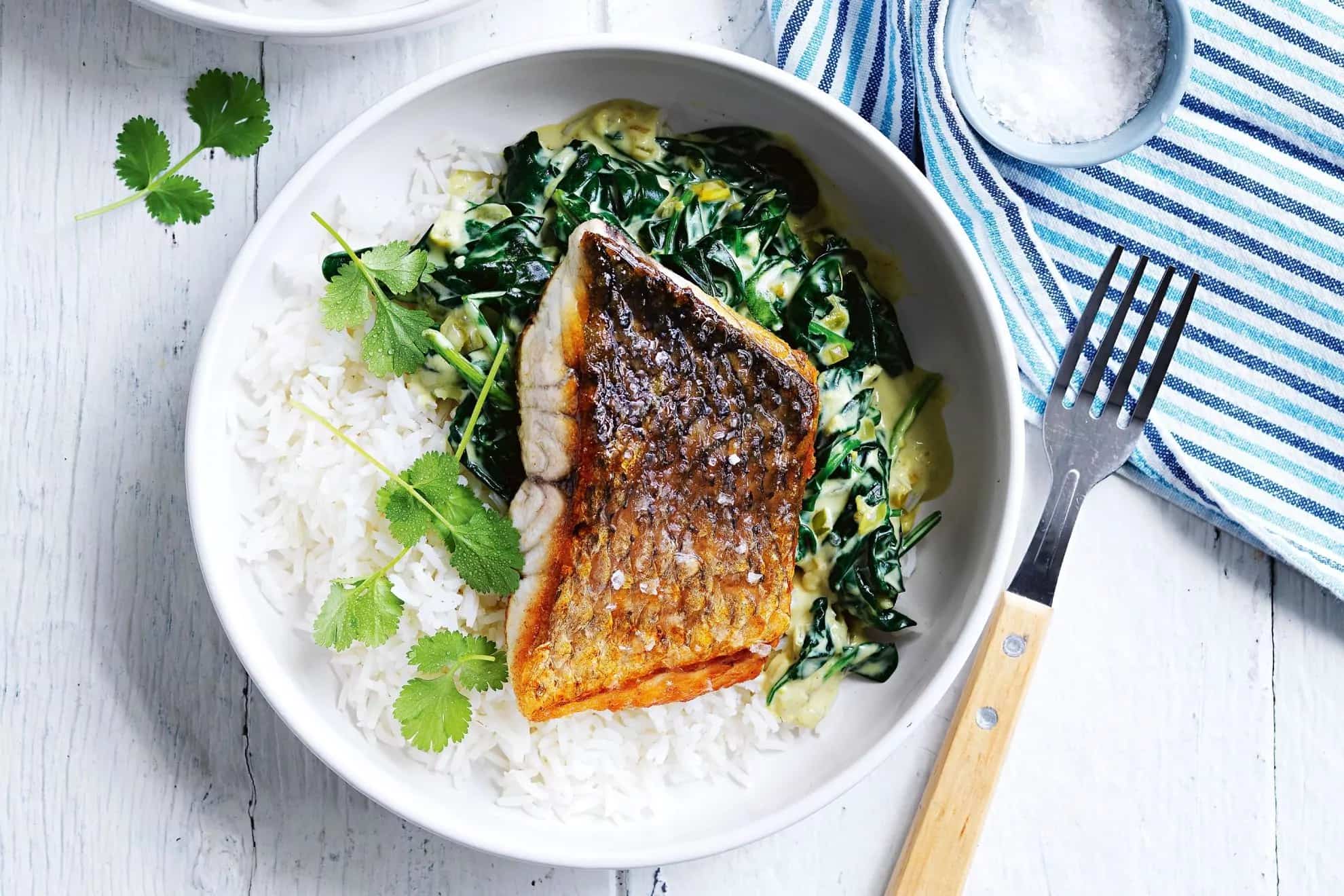 How to make Barramundi With Coconut Creamed Spinach And Coriander Recipe