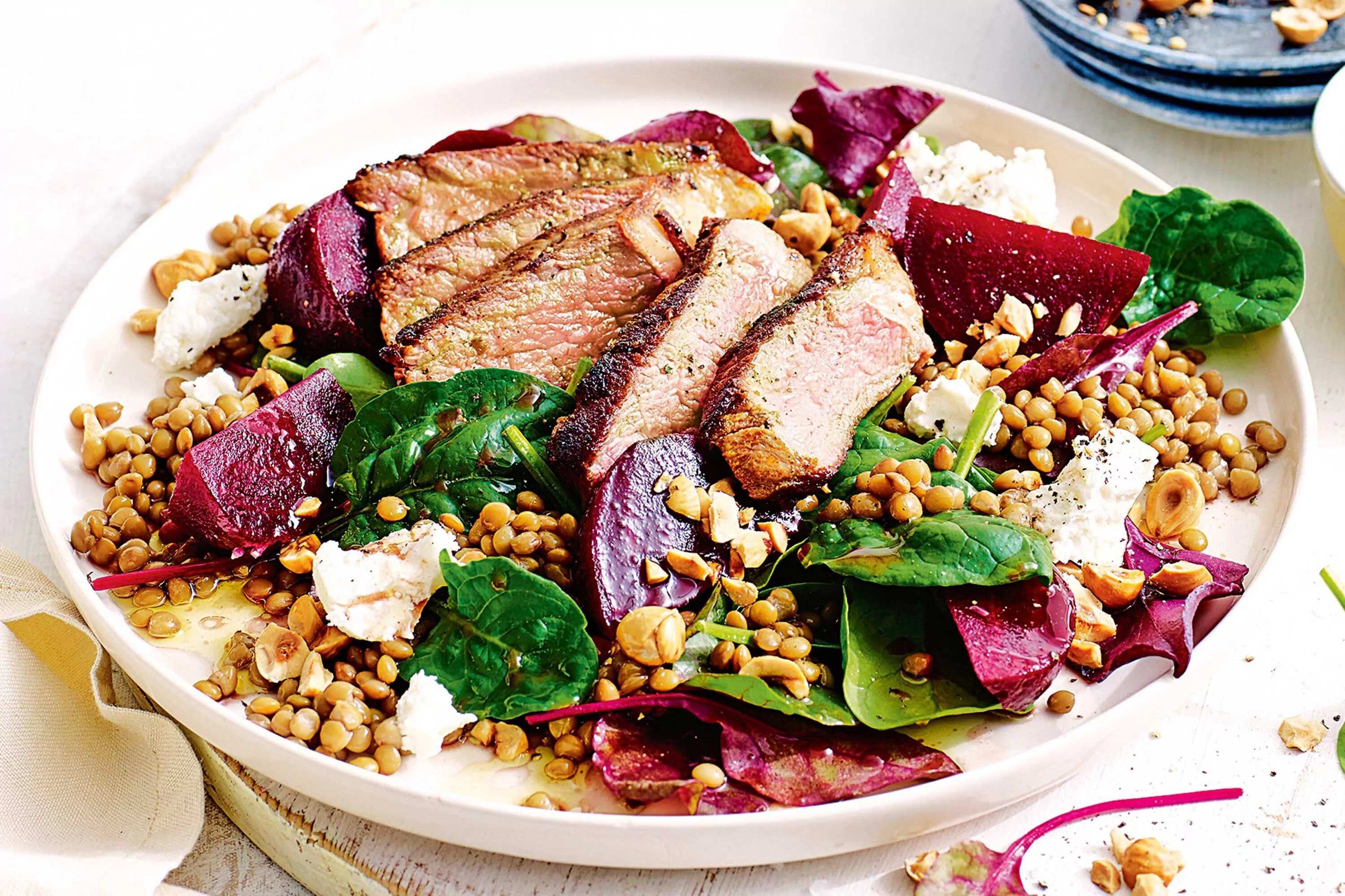 How to make Beetroot And Lentil Salad With Beef Recipe