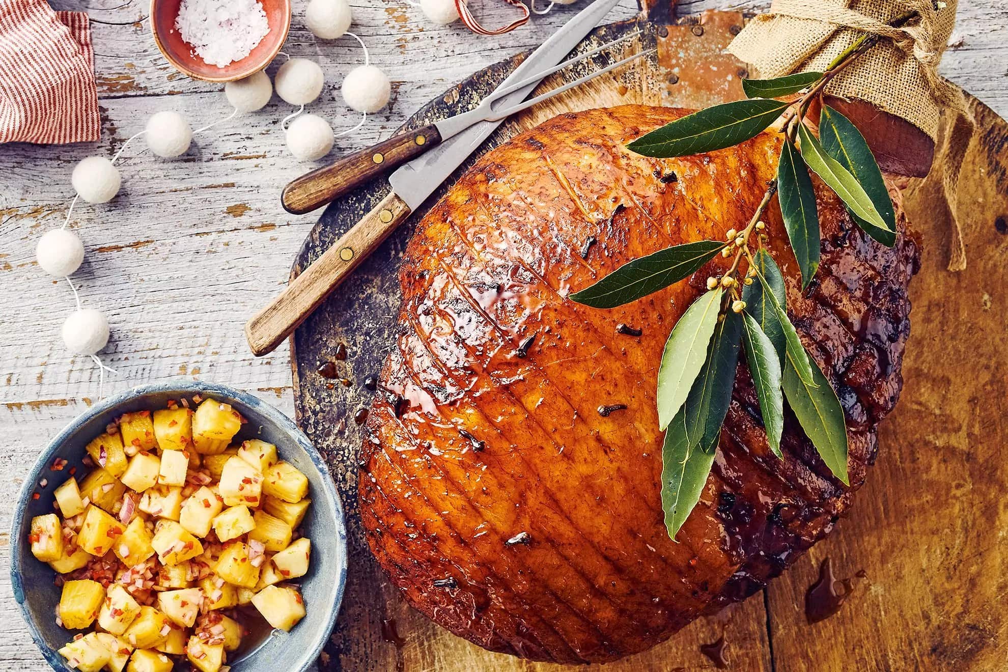 How to make Caramelglazed Ham With Pineapple Relish Recipe