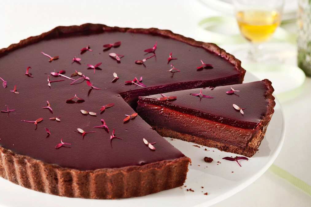 Chocolate Ganache Tart With Beetroot Cherry & Brandy Jelly