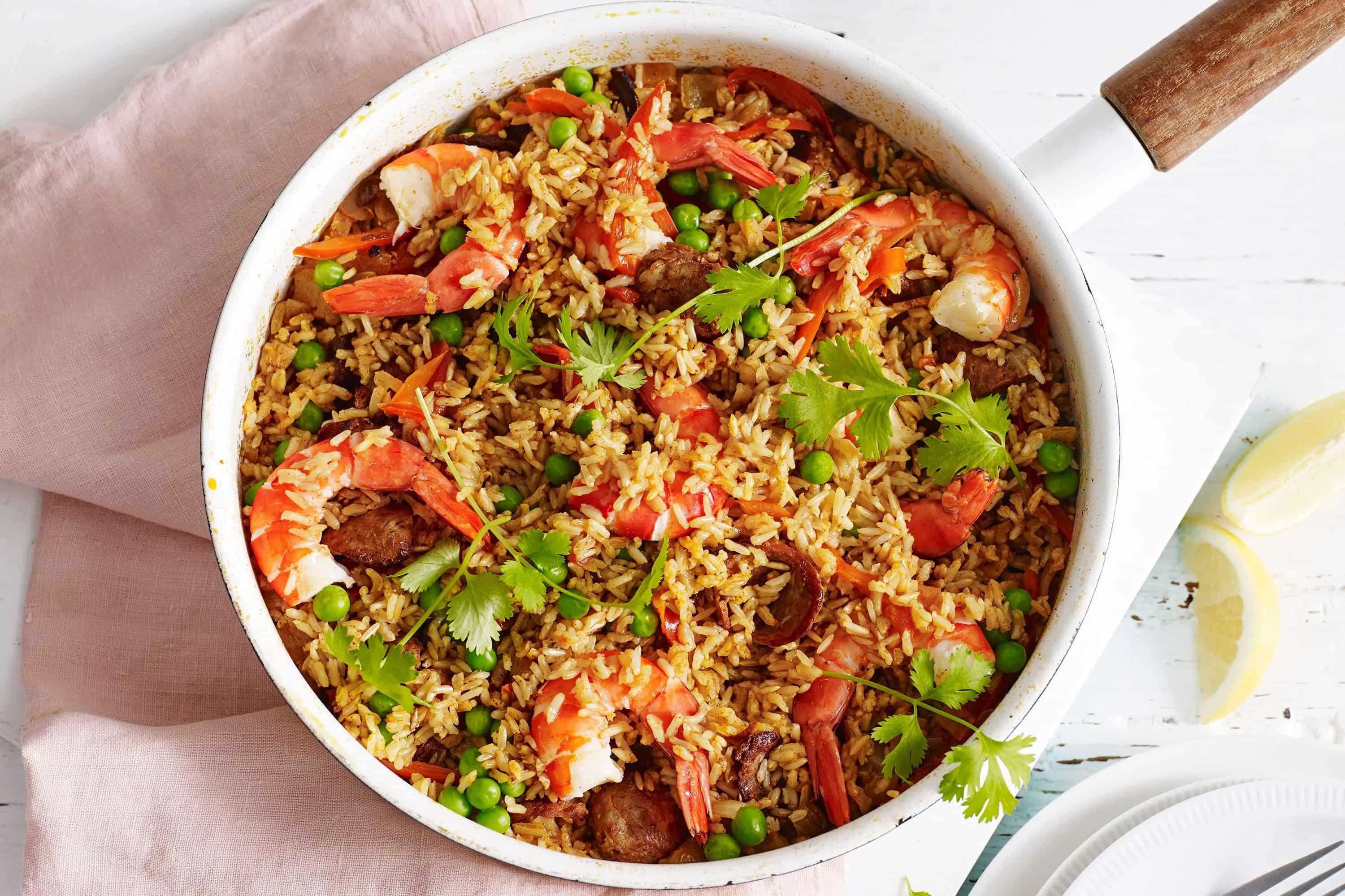 How to make Chorizo And Prawn Brown Rice Paella Recipe