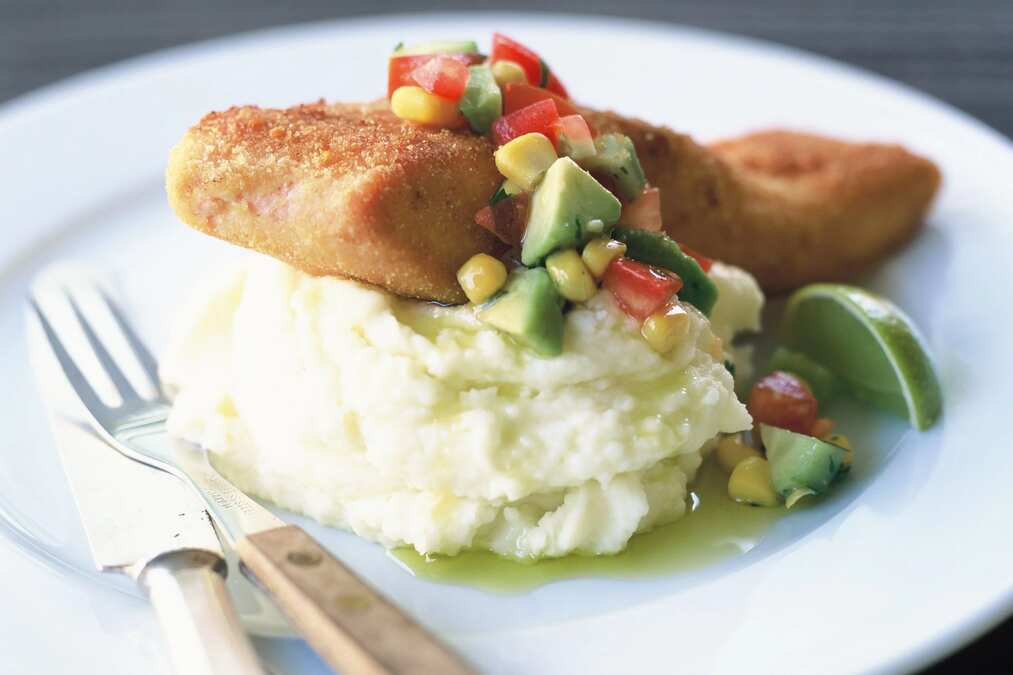 Fish With Polenta Crust And Tomato & Corn Salsa