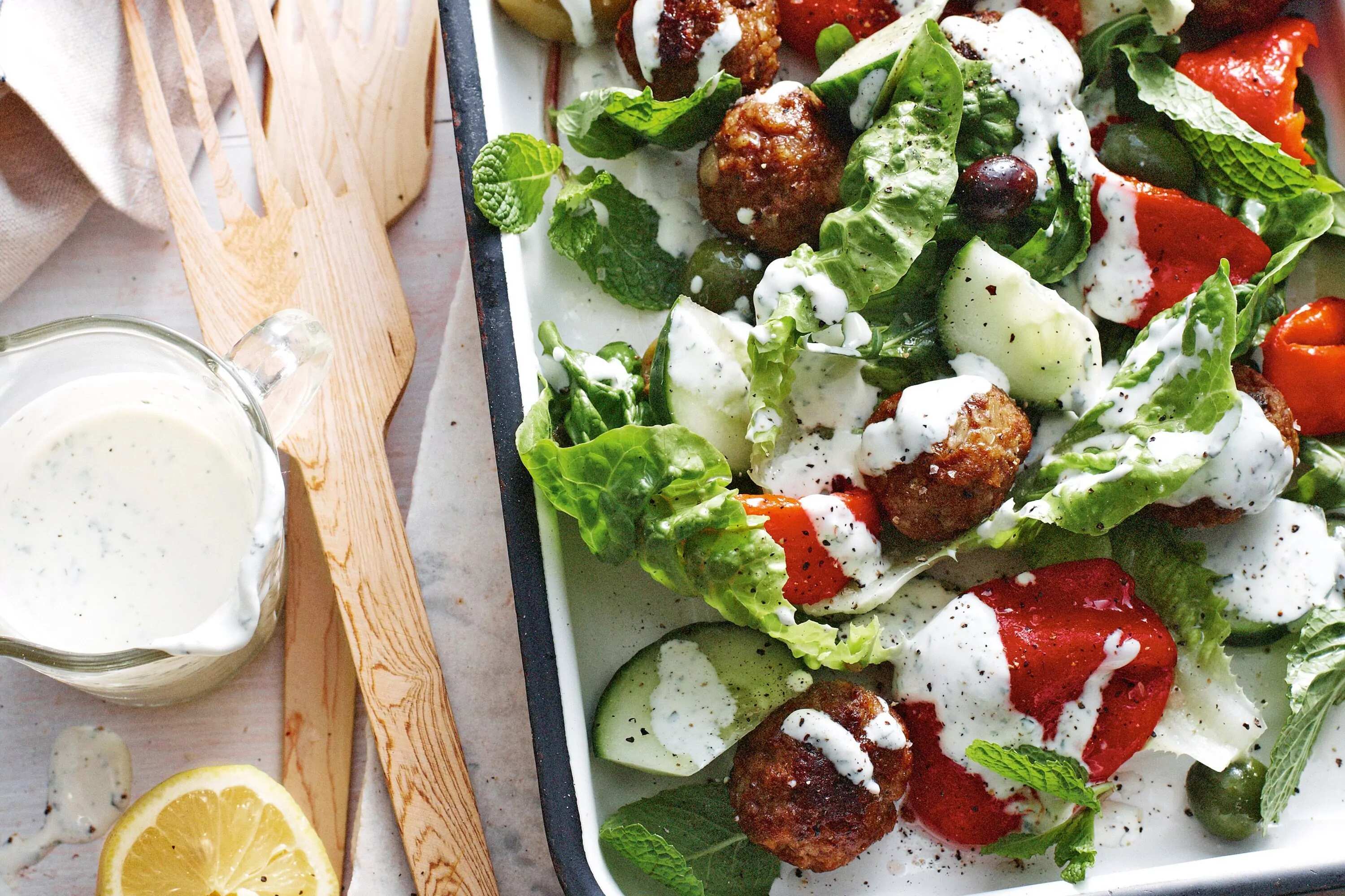 How to make Greek Lamb Meatball Salad Recipe