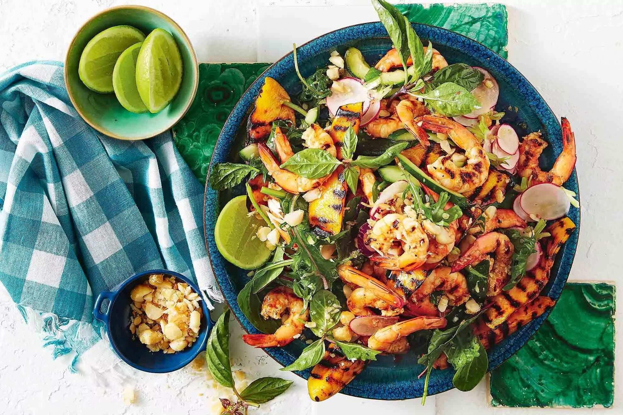 How to make Grilled Prawn And Mango Salad With Macadamia Praline Recipe