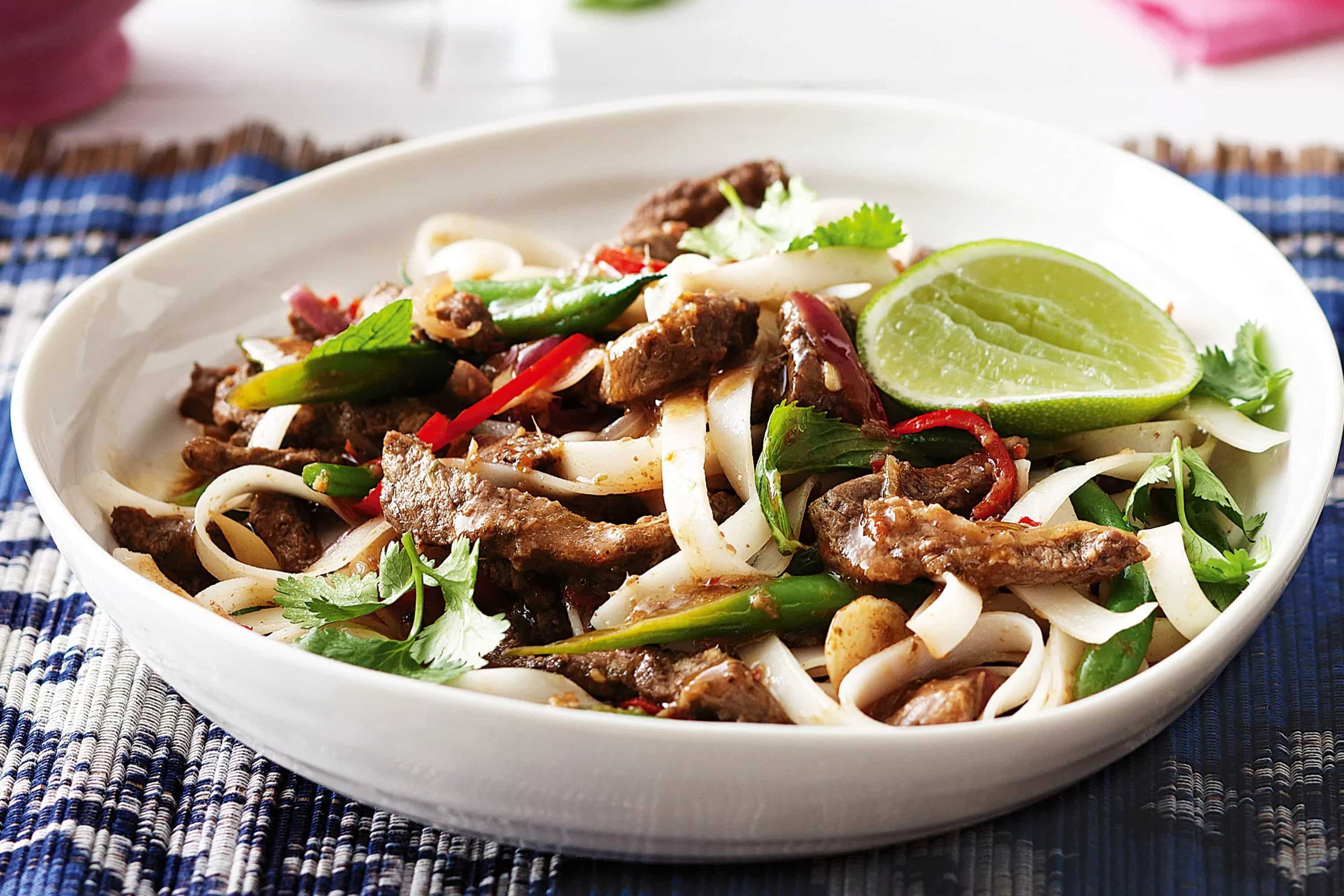 How to make Lime And Chilli Beef With Rice Noodles Recipe
