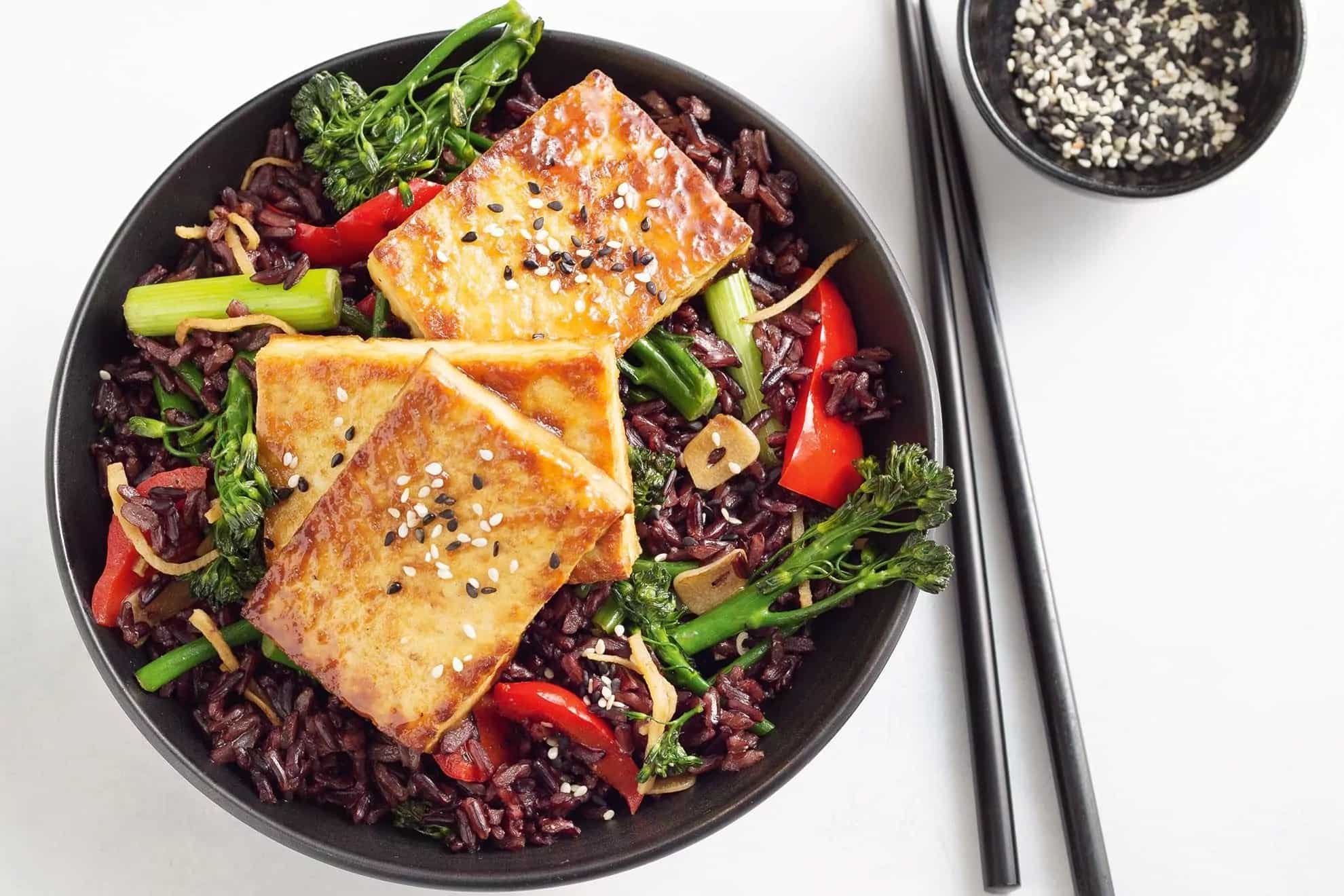 How to make Miso-glazed Tofu And Black Rice Bowl Recipe