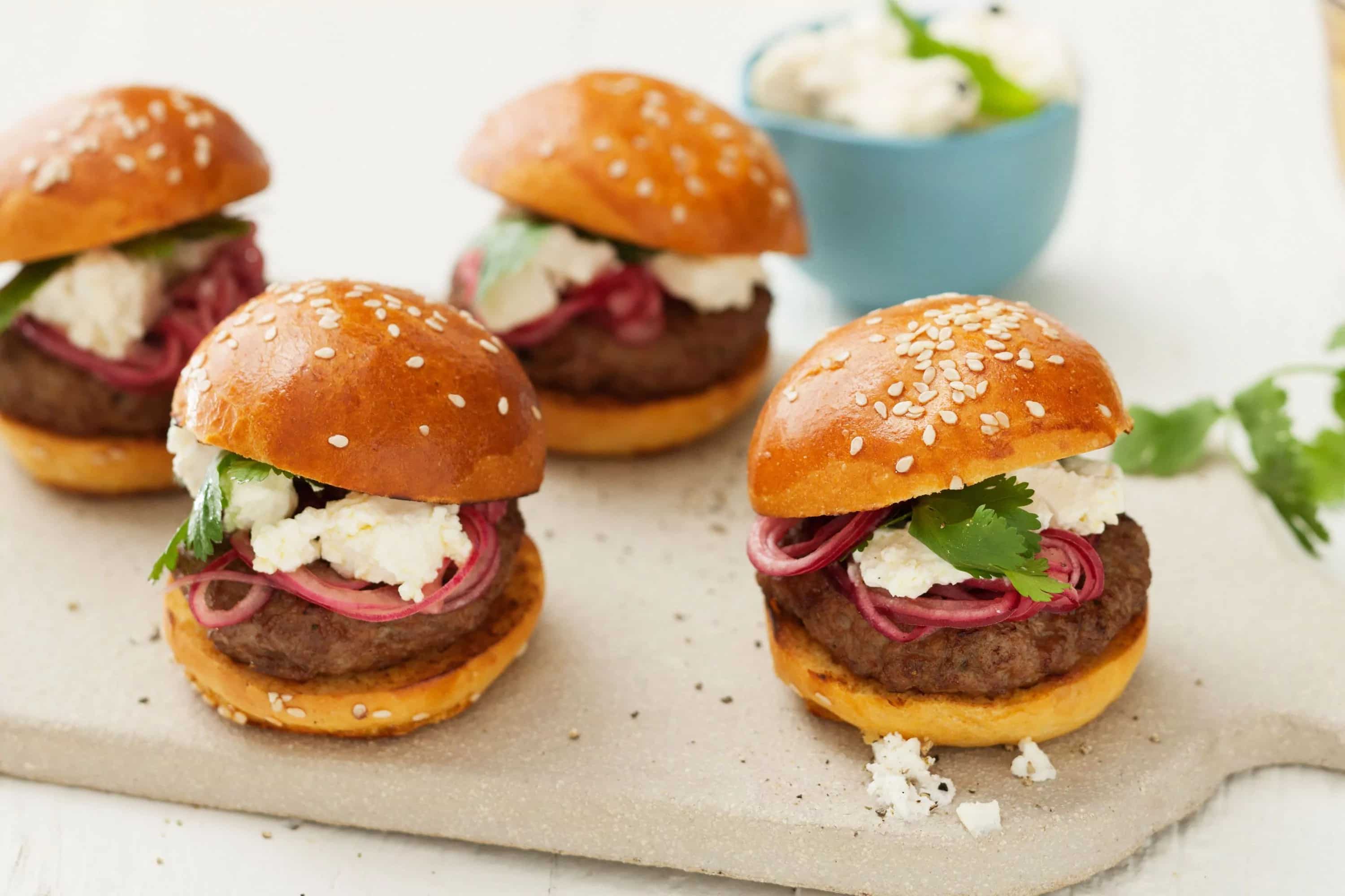 Lab Sliders How to make Moroccan Lamb Sliders With Feta And Pickled Red Onion Recipe
