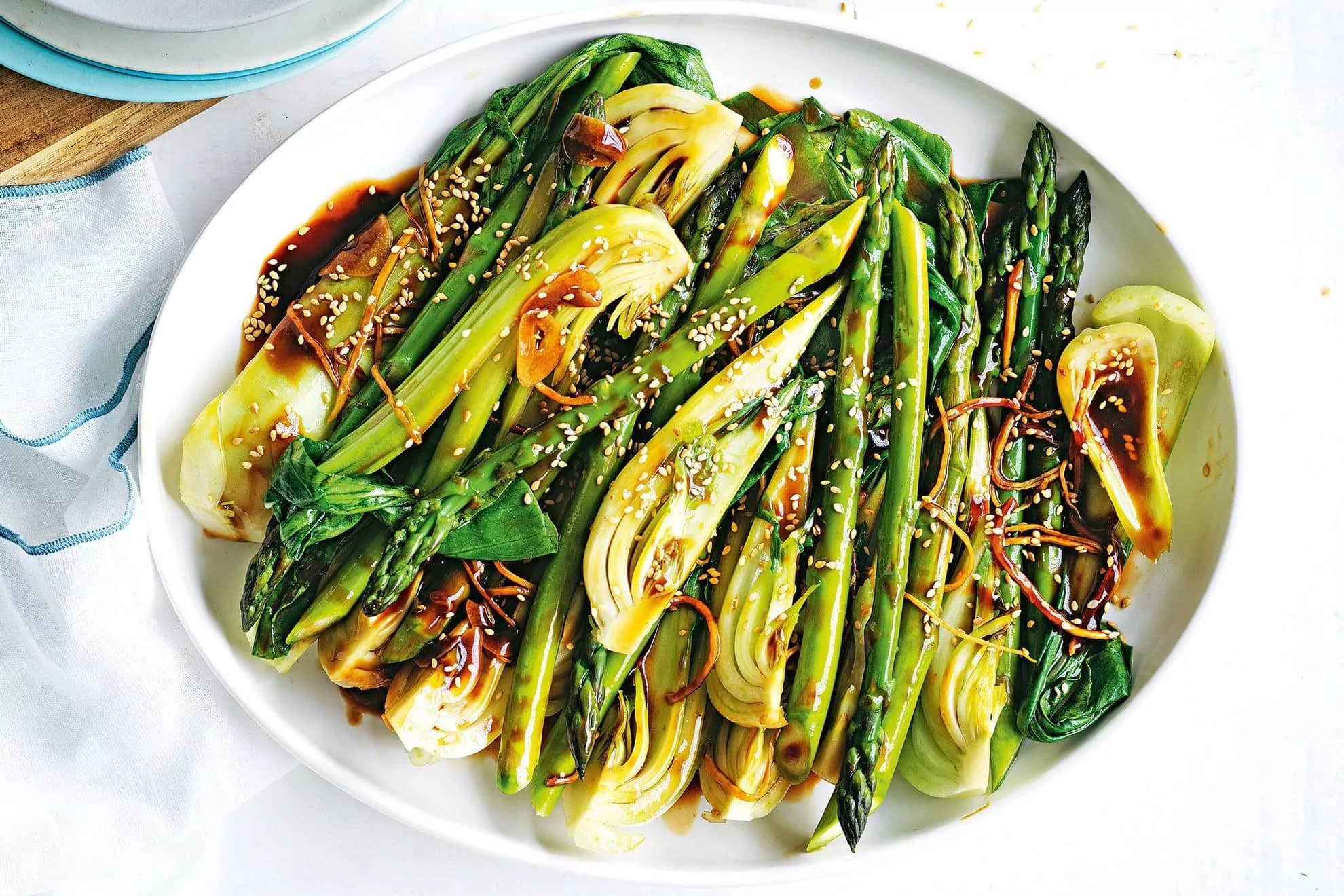 How to make Pak Choy And Asparagus In Oyster Sauce Recipe