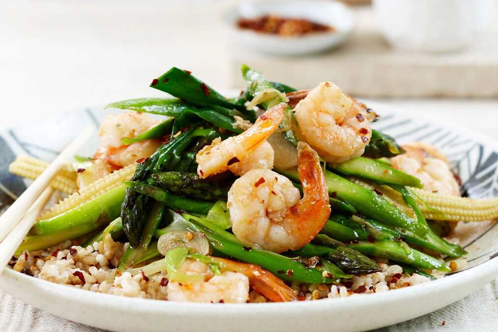 Prawn Asparagus And Baby Corn Stir-Fry