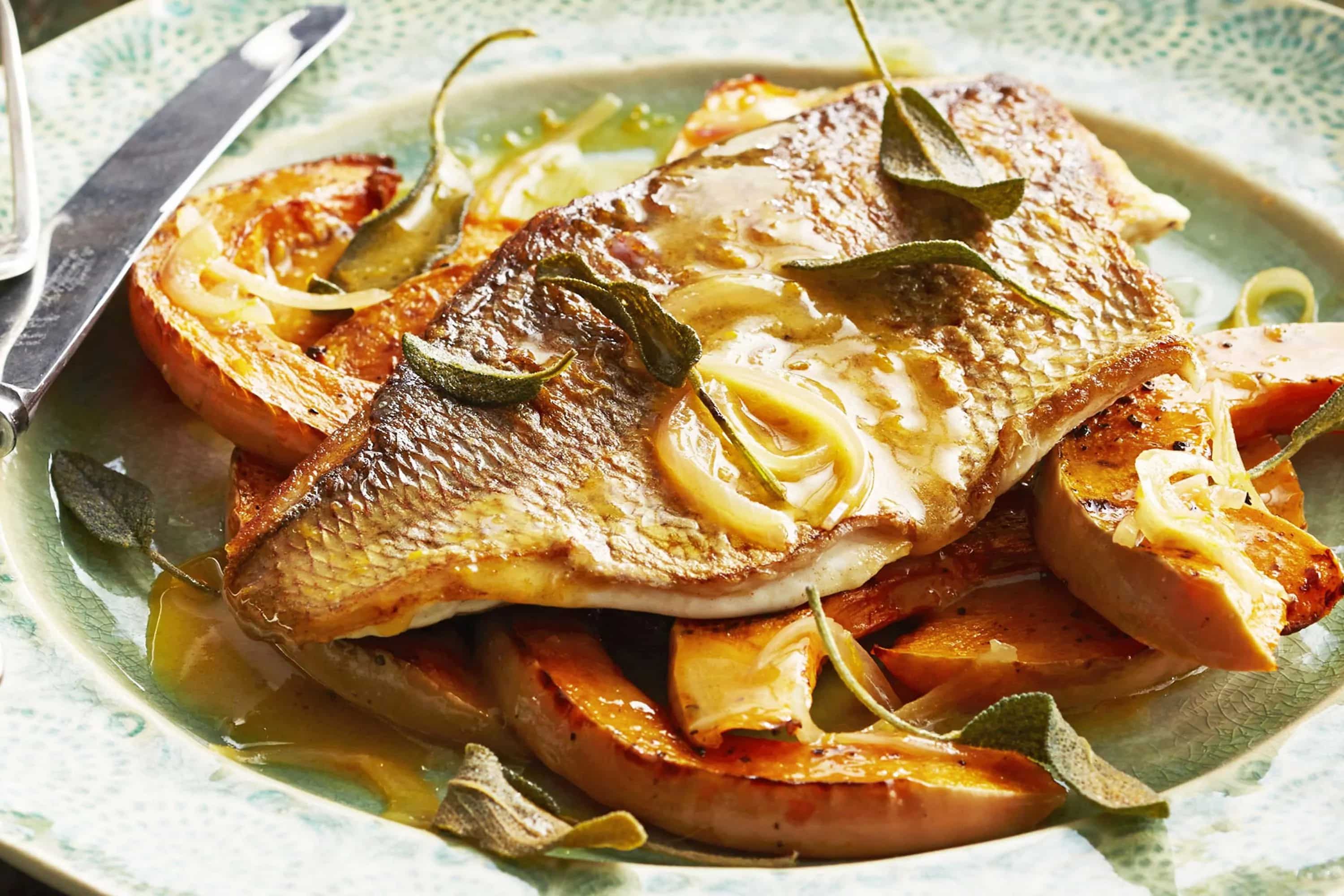 How to make Snapper With Butternut Pumpkin And Orange Brown Butter Sauce Recipe