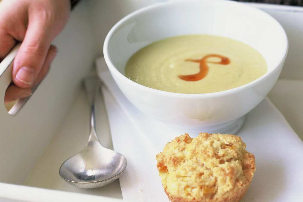 Spiced Corn Soup With Polenta Muffins