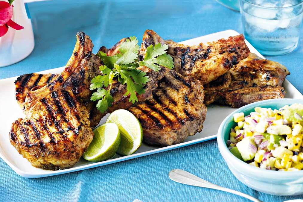 Spiced Pork Cutlets With Corn & Avocado Salsa